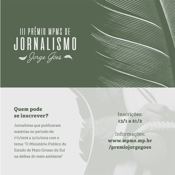 MPMS abre inscrições para o 3º Prêmio de Jornalismo Jorge Góes